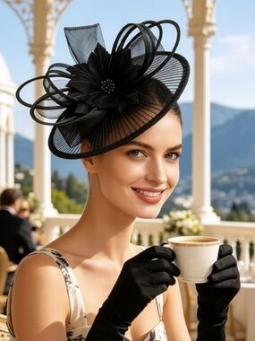 Kentucky Derby Hat Fascinator Organza Floral Feather Oaks Church Tea Formal